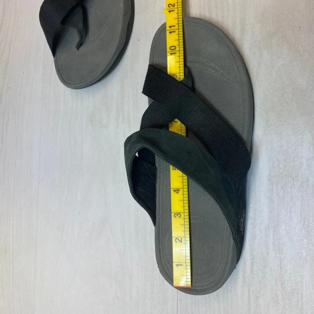 FitFlop Mens 12 Trakk II Cross Strap Sandal Microwobbleboard Black Grey Leather